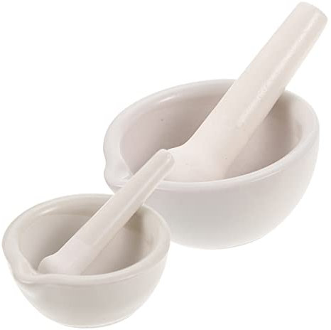 PRETYZOOM Mortero De Cerámica Doméstico Para Moler Especias y Café, Juego De 2 Piezas (60mm y 90mm), Utensilio Para Triturar Ajo y Condimentos, Herramienta Para Cocina y Restaurante
