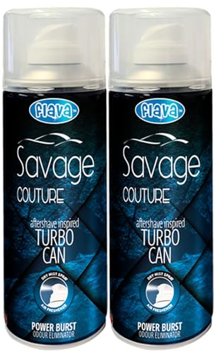 Savage Couture Turbo Car Air Freshener Spray – Powerful, Strong & Long Lasting Odour Eliminating Masculine Scent – Interior Freshener & Essential Car Accessories for Men and Women – 400ml, 2 Pack