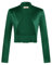 Belle Poque Bolero de satén vintage para mujer, manga larga, parte delantera abierta, dobladillo con volantes, verde oscuro, XL