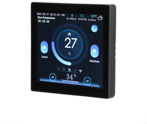 Smart Water Floor Heating Thermostat, Wireless Programmable Water Floor Heating Thermostat Gas Wall Mounted Boiler Controller For Home (black)
