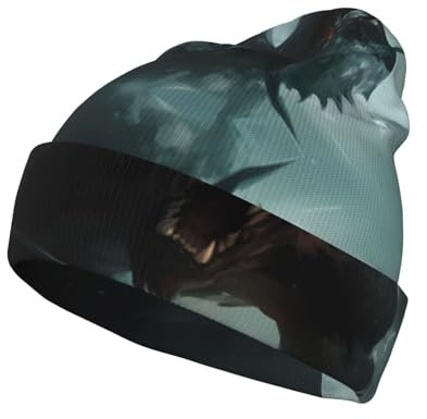 PHAYAH Deep Sea Sea Monster Herren Knit Cuffed Beanie Unisex Beanie für Damen und Herren Strickmütze Wintermützen Schwarz