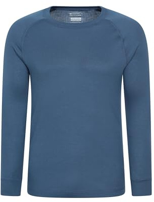 Mountain Warehouse Talus Mens Thermal Baselayer Top - Quick Drying Jumper, Easy Care, Long Sleeves, Sweater, Breathable, Lightweight & High Wicking Blue (Round Neck) XL