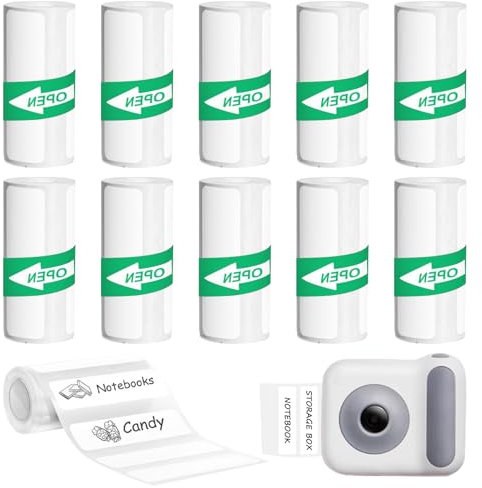 SPERMUOY Thermo Etiketten Selbstklebend,10 Rollen Etiketten Selbstklebend 50x15mm Etikettendrucker Thermopapier für Etikettendrucker Drucken Sie Barcode, Name,Preis usw Geeignet für Haus, Schule, Büro