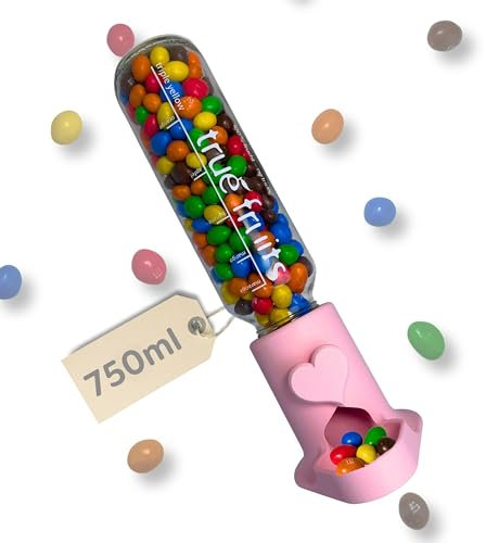 thrid Süßigkeitenspender Adapter für True Fruits 750ml Flasche Deckel/Adapter Kaugummiautomat retro Gadget Candy Bar Bubble Gum Dispenser für 750ml - pink