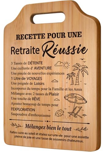 Gleevara Cadeau Retraite Femme Homme, Planche à Découper en Bambou Raffinée, Cadeau Retraite Femme Unique, Cadeaux Retraite pour Enseignants, Infirmières