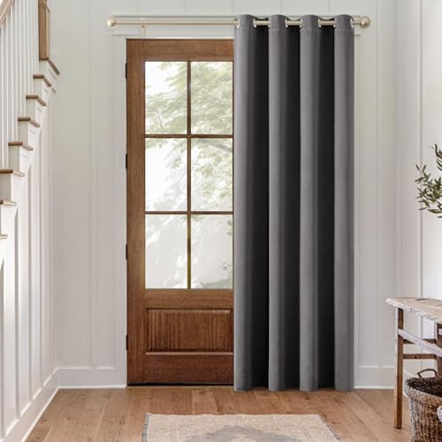 MIULEE Verdunklung Thermo Vorhänge Blickdicht Ösen 1er Set 140x200cm Grau | Blickdichter Thermostoff für Wohnzimmer und Schlafzimmer, hilft Licht, Hitze und Kälte zu reduzieren.