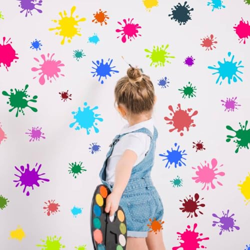 SUPERDANT 3 fogli Adesivi Murali con Schizzi di Vernice Colorati Graffiti Macchie Adesivo Da Parete In Vinile per La Decorazione Artistica Della Cameretta Dei Bambini