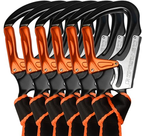 TFTICFH Arborist Speedline Kit 26 (6-Pack) - 29kN 1 Webbing & 35kN Double-Action Snap Hook, Heavy Duty Sling for Climbing, Rigging, Professional Tree Work Gear, Orange