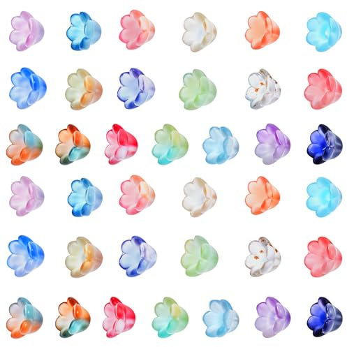 150pcs Bell Flower Bead for Crafting, Lily Bell Beads for Jewelry Making, Trumpet Shaped Crystal Bead with Hole, Czech Glass Flower Beads Mixed for DIY Bracelets Necklaces Earrings Making Projects
