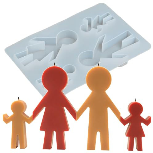 Familia de cuatro figuras de silicona para hacer jabón, cemento, yeso, moldes de silicona para decoración del hogar