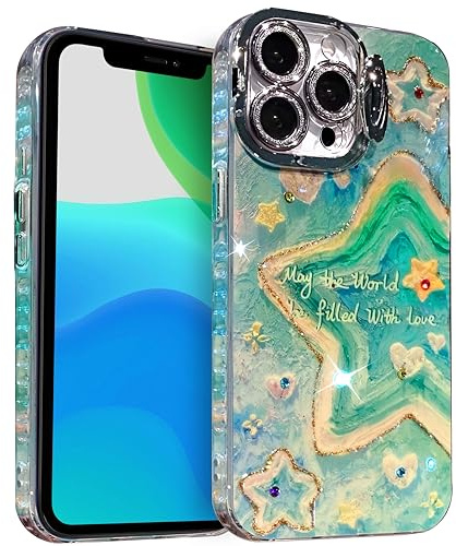 RKINC Case for iPhone 12 Pro, Shockproof Protection Bling Glitter Floral for Women Girls Kickstand TPU Bumper Phone Case Cover (Design03)