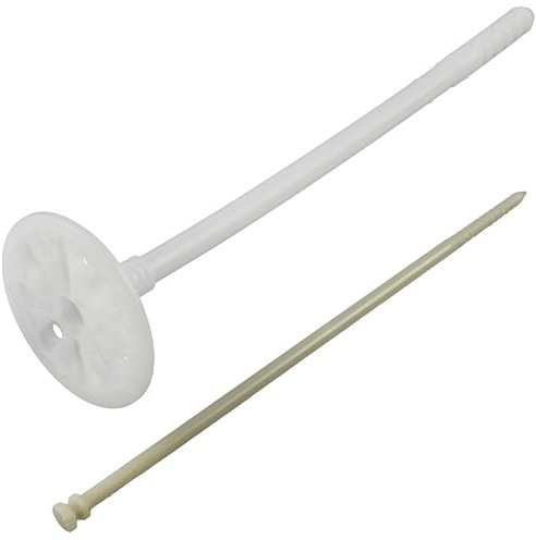 AERZETIX - Set di 25 tasselli per isolamento a battuta Ø10x220mm + 25 chiodi 225mm - in nylon - fissaggio per pannelli termici polistirene estruso espanso lana di roccia