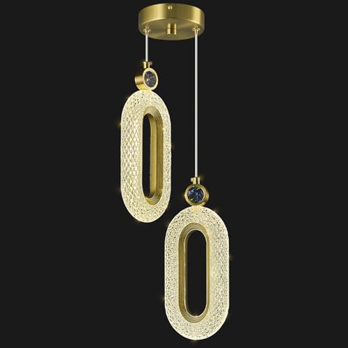 SHJNGMY LED-Hängelampe für Kücheninsel Moderne Hängelampe in Gold für Schlafzimmer Flur Eingang Kücheninsel Lichter (2-Licht)