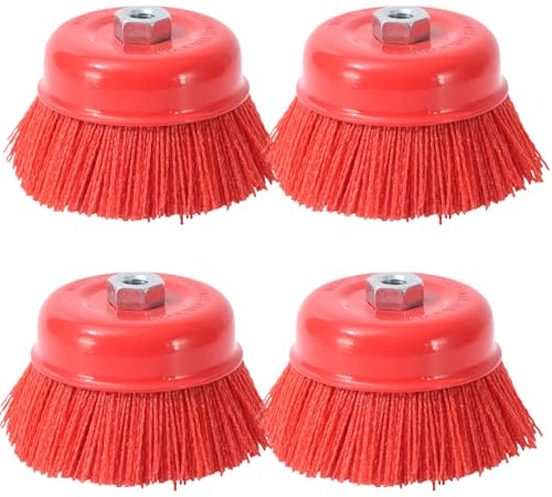 4 Stück Nylon Topfbürste Winkelschleifer M14, 75mm Nylonbürste, Schleifbürste, Topfbürste für Bohrmaschine zur Rostentfernung, Entgraten, Lackentfernung & Metallreinigung