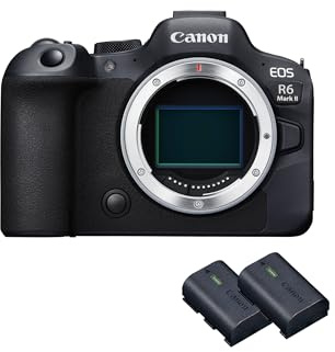 Canon EOS R6 Mark II Full Frame Mirrorless Camera + 2x Batteries (Additional Battery Kit) | 24.2-megapixels, up to 40fps continuous shooting, 4K 60p, up to 8-stops IS and Dual Pixel CMOS Auto Focus II