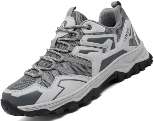 Mufanton Zapatillas de Senderismo Hombres Zapatillas de Trekking Botas de Montaña Transpirable Antideslizante Ligeras Zapatos de Camping,Gris,EU44