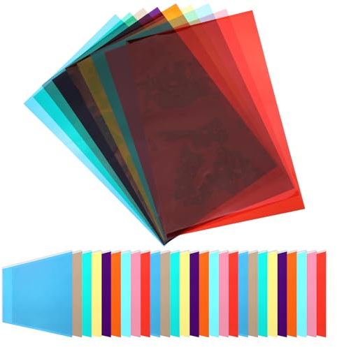 27 Pcs Transparent Colorful Decorative Window Film Anti UV Colorful Adhesive Vinyl Heat Insulation Solar Window Tinting Sheets Glass Film for Christmas Home Decoration (9 Colors, 7.9 x 11.8 Inch)