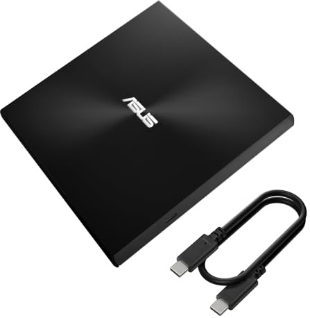 ASUS ZenDrive U3M - Masterizzatore DVD esterno ultrasottile, interfaccia USB 3.2 Gen2x1 di tipo C, compatibile con Windows 11 e macOS, supporto M-DISC, soluzioni di backup complete incluse, 1 anno di