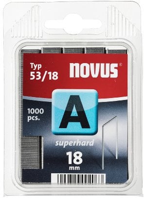 Novus Feindrahtklammern 18 mm superhart, 1000 Klammern, Klarsichtverpackung, Typ A53/18, Heftmittel aus Stahldraht