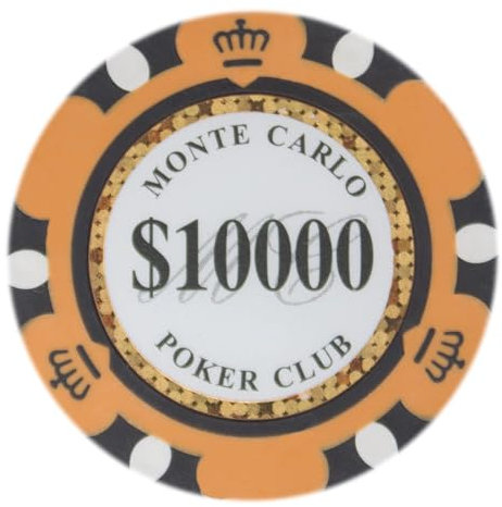 Brybelly Monte Carlo Premium Poker Chips Heavyweight 14-Gram Clay Composite â€“ Pack of 50 ($10,000 Orange)