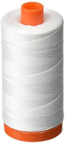 Aurifil 50wt 1,422yd-White, Cotton, White, 1422 yd