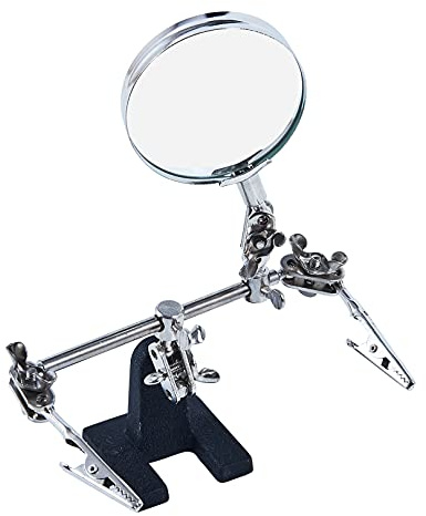 Amtech 60 mm Helping Hand Magnifying Glass with Clips & Adjustable Arms, Ideal for Soldering, Models and Jewellery Work