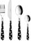 Bakaji 2831693 Set Servizio con 24 Posate Pois, Nero in Acciaio con Forchette, Metallo