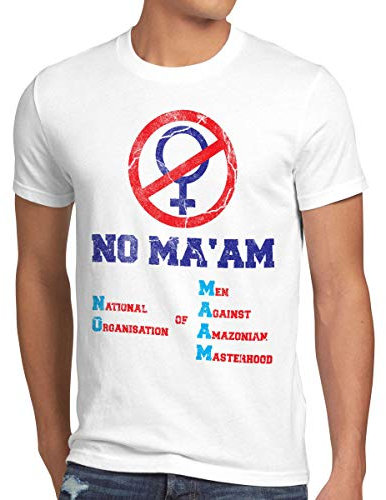 style3 Bundy NO MA'AM Herren T-Shirt Vatertag Gruppen-Kostüm Fasching Karneval Männer-Umzug, Größe:XXXL, Farbe:Weiß