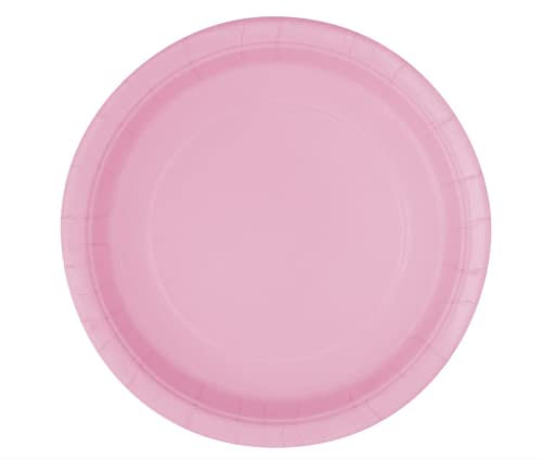 Unique Party - Platos de Papel - 23 cm - Rosa Claro - Paquete de 8 (30877)
