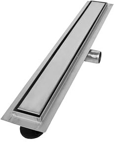 VILSTEIN Duschrinne 60cm, Edelstahl Bodenablauf Komplettset, extra flach, Siphon mit Geruchsstop, Haarsieb - Randablauf