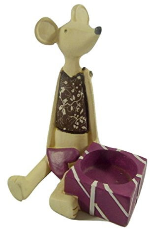 ZakkaDesign Mouse Design Clay Tea light Holder (Maroon)