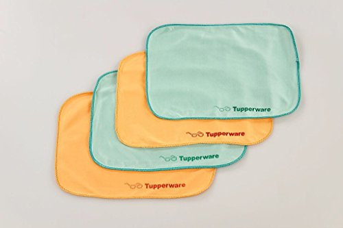 TUPPERWARE FaserPro Durchblick türkis (2) + orange (2) Putztuch Brillenputztuch P 22679