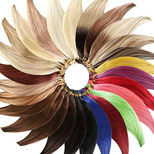 Keratin Bonding GEWELLT Hair Extensions (#1B/RED OMBRE - 50 cm - 25 Strähnen - 1g - Gewellt) 100% Remy Hair Extentions Echthaar Haarverlängerung Micro Ring Remy Qualität, ganz leicht einzusetzen