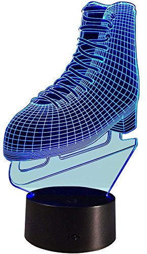 3D Schlittschuhe Illusions LED Lampen Tolle 7 Farbwechsel Acryl berühren Tabelle Schreibtisch-Nacht licht mit USB-Kabel für Kinder Schlafzimmer Geburtstagsgeschenke Geschenk