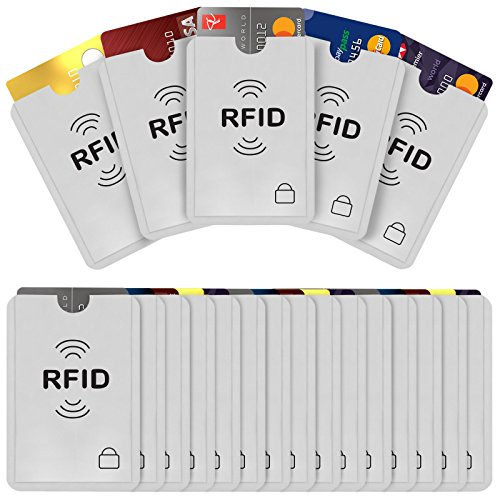 Savisto RFID Blocking Credit Card Sleeves 20 Pack | Contactless Card Protection Holders for Identity Theft Protection - Ideal for Debit, Bank Cards, ID & Key Cards