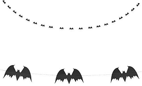 Oblique Unique® Fledermaus Girlande mit 20 Fledermäusen 3m Schwarz Deko für Halloween Party Fasching Karneval Dekoration zum Gruseln und Erschrecken