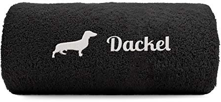siviwonder Dackel Handtuch Pfoten Hundemotiv Stickerei Deluxe Farbe Schwarz