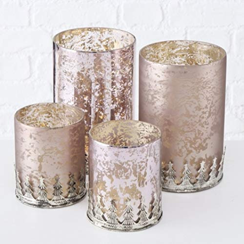 Windlicht rosè Kerzenhalter Kerzenleuchter Tannenbaum H 12-20 cm 2er Set