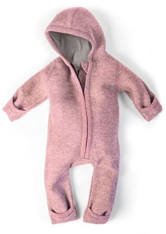 Ehrenkind® WALKOVERALL | Baby Wollwalk-Overalls aus Merino Schurwolle mit Reißverschluss | Walk Wolle Woll-Anzug für Kleinkind und Baby | Altrosa Gr. 86-92