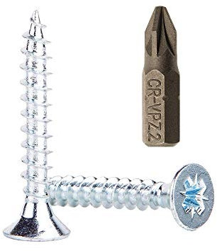 Lot de 400 vis à bois en acier zingué 4 x 30 mm