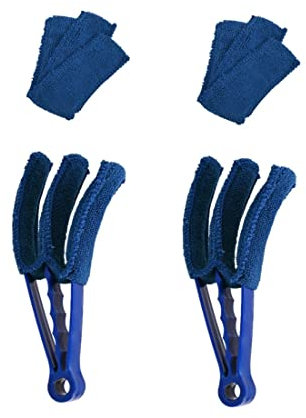 EMKE Reinigungsbürste für Badheizkörper, Jalousien und Lamellen 2-er Packung, waschbarer und herausnehmbarer Staubwischer, Lamellenbürste Heizkörperbürste (blau)