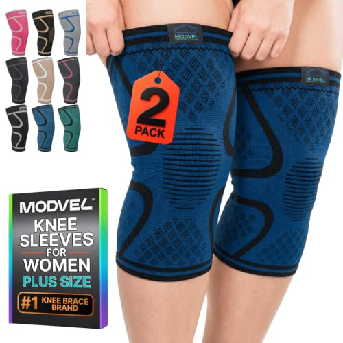 MODVEL Paquete de 2 Rodilleras de Compresión para Hombres y Mujeres | Rodilleras para Correr, Ortopédicas para el Alivio de Rotura de Menisco, Artritis y Malestar Articular