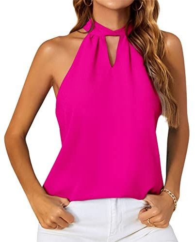 OHXSM Canotta da Donna Estiva con Scollo all'Americana Top in Cotone Morbido Senza Maniche in Tinta Unita Maglietta Cami Top da Donna Elegante Camicetta Magliette Canotta in Chiffon,D-rosso,XL