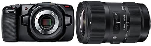 Blackmagic Design Pocket Cinema Camera 4K Caméscope portatif Noir 4K Ultra HD Caméscopes numériques (Micro Four Thirds, Carte mémoire) & Sigma Objectif 18-35 mm F1,8 DC HSM Art pour Canon