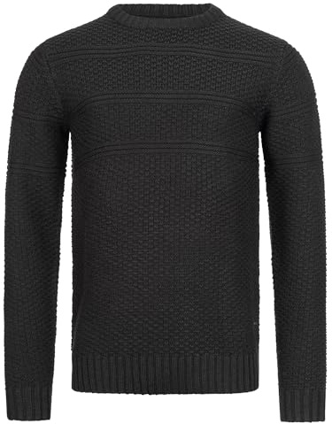 Indicode Herren Mirek Zeitloser Strickpullover mit Rundhals-Ausschnitt | Klassischer Strickpullover mit Rundhalsausschnitt, Herrenpullover, Freizeitpullover, Feinstrickpullover, Pullover für Männer