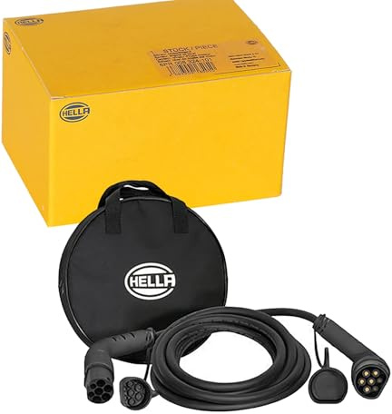 HELLA 8KE 358 255-011 Type 2 Charging Cable 11 kW for EV Electric Cars and Plug-in Hybrid - 3-Phase -16A - 4 Metres - Mode 3 Charging Cable Electric Car Black