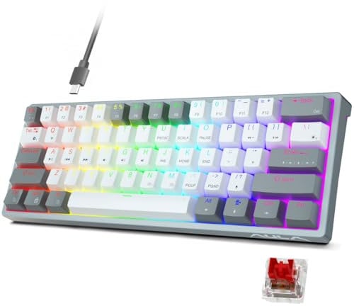 AULA 60% Wired Mechanical Gaming Keyboard, 29 RGB Backlit, Hot Swappable, Red Switch, Compact for PC/Mac/Laptop