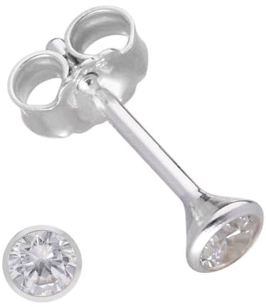 trendor Damen und Herren Ohrringe 925 Silber Zirkonia-Ohrstecker 3,5 mm Ohrringe aus Sterlingsilber, zeitlose Geschenkidee, 15107
