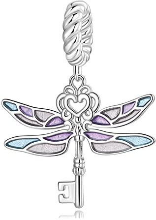 NINGAN Pendentif clé libellule en argent sterling 925 Brillant 5a Zircon pendentif compatible collier bracelet européen pour les femmes