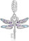 NINGAN 925 Sterling Silber farbige Dragonfly Schlüssel Anhänger Geeignet für Damen Armband Halskette